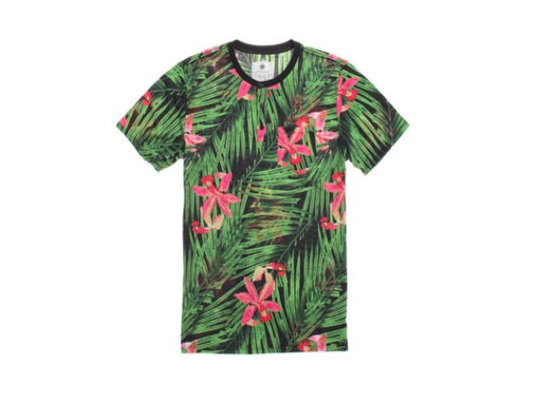 画像1: On The Byas オンザバイアス Mite Tropics Short Sleeve Henley ポケット付き Tシャツ Green Mix (1)
