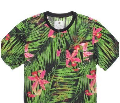 画像1: On The Byas オンザバイアス Mite Tropics Short Sleeve Henley ポケット付き Tシャツ Green Mix