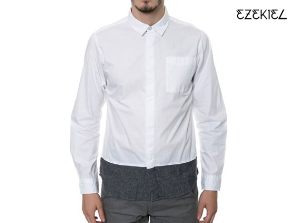 画像1: EZEKIEL イズキール BREAKER LS BUTTONDOWN SHIRT ボタンダウンシャツ WHITE (1)