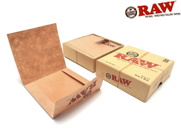 画像1: RAW PARCHMENT PAPER POUCH BOX ロウ パーチメントペーパーポーチ 8cm 20枚 (1)
