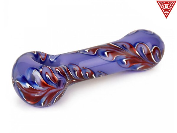 画像1: RED EYE GLASS PURPLE PAISLEY GLASS PIPE レッドアイグラス パープル ペイズリー ガラスパイプ パープル レッド 3192PR (1)