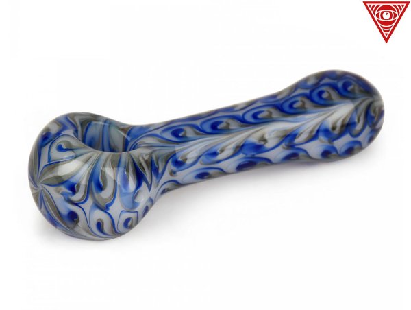 画像1: RED EYE GLASS PAISLEY GLASS PIPE レッドアイグラス ペイズリー ガラスパイプ ホワイトブルー 3194WB (1)