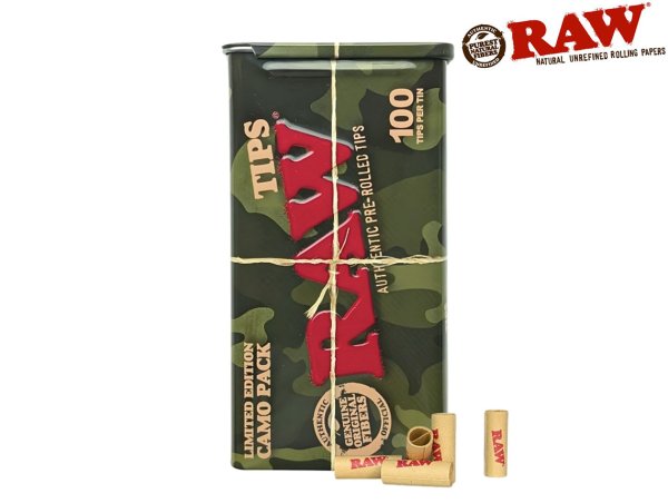 画像1: RAW CAMO 100 PRE ROLLED TIPS LIMITED EDITION ロウ カモ プレロールティップ ローチ フィルター リミテッドエディション (1)