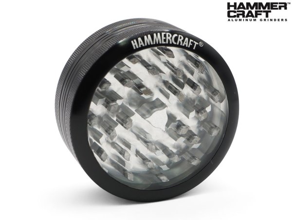 画像1: HAMMERCRAFT GLASS TOP GRINDER ハンマークラフト クリアートップ アルミ グラインダー 63mm 2パーツ ブラック (1)