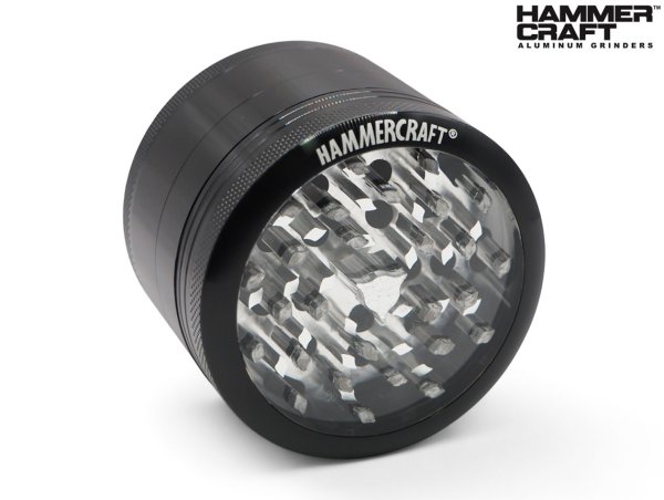 画像1: HAMMERCRAFT GLASS TOP GRINDER ハンマークラフト クリアートップ アルミ グラインダー 63mm 4パーツ ブラック (1)