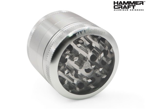 画像1: HAMMERCRAFT GLASS TOP GRINDER ハンマークラフト クリアートップ アルミ グラインダー 54mm 4パーツ シルバー (1)