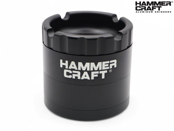 画像1: HAMMERCRAFT ALUMINUM GRINDER WITH ASHTRAY ハンマークラフト アルミ グラインダー アッシュトレイ 灰皿付き 4パーツ ブラック (1)