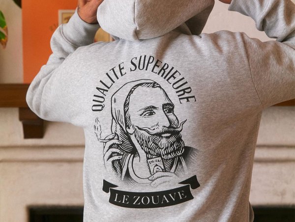 画像5: ZIG ZAG QUALITE SUPERIEURE HOODIE ジグザグ カリテ スューペリュール オフィシャル フーディー パーカー グレー (5)
