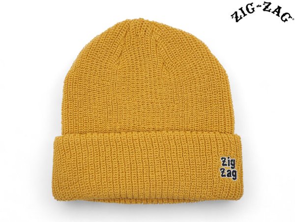 画像1: ZIG ZAG  VINTAGE BEANIE BEANIE ジグザグ オフィシャル ビーニー ニット帽子 マスタード イエロー (1)
