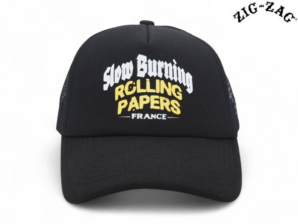 画像1: ZIG ZAG SLOW BURNING TRUCKER HAT ジグザグ オフィシャル  トラッカー キャップ 帽子 ブラック (1)