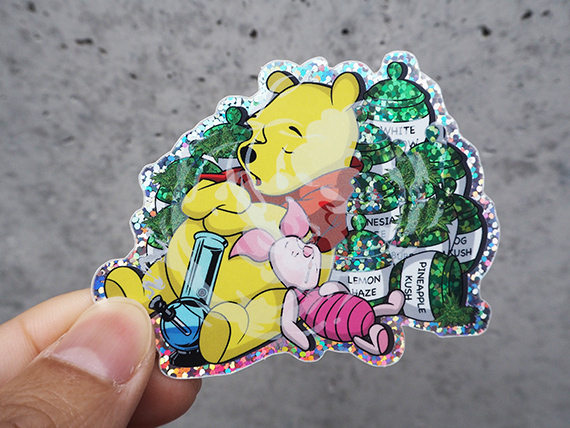 THC グリッター ステッカー 420 POOH & PIGLET SMOKE THE STASH | 通販